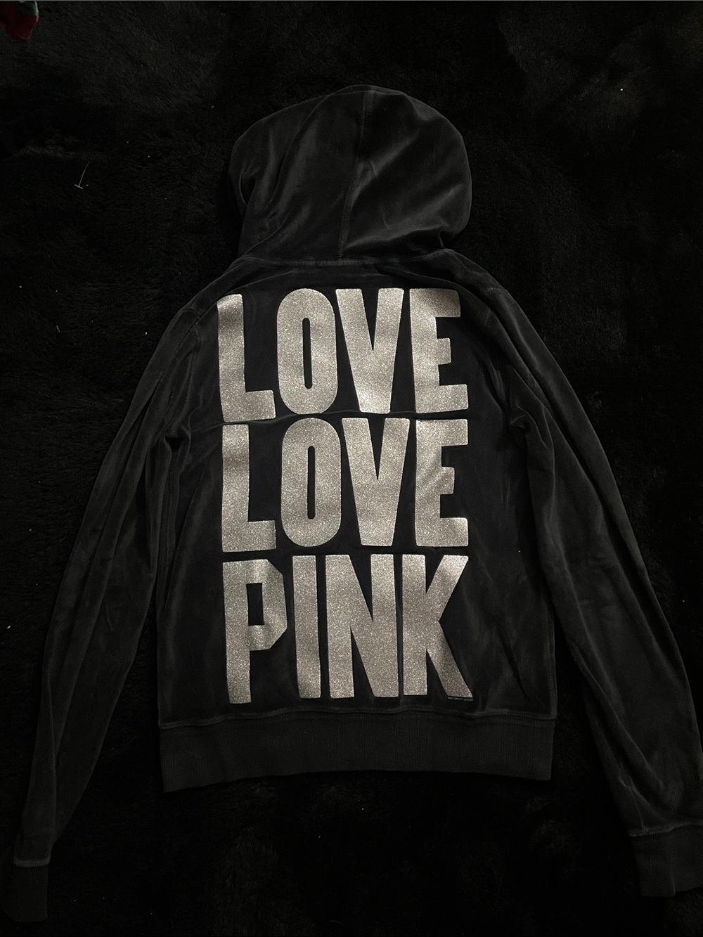 Victorias secret supermodel “love love pink” zip up hoodie